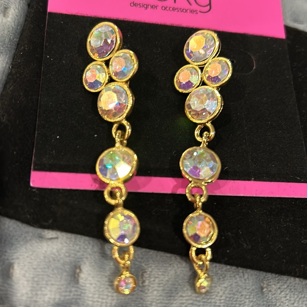 Aurora Borealis Crystal Linear Linked Earring-Boutique